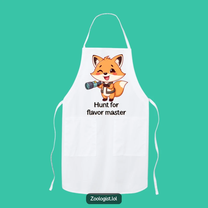 Funny Fox with Binoculars Apron: Chef's Gear for Culinary Explorers