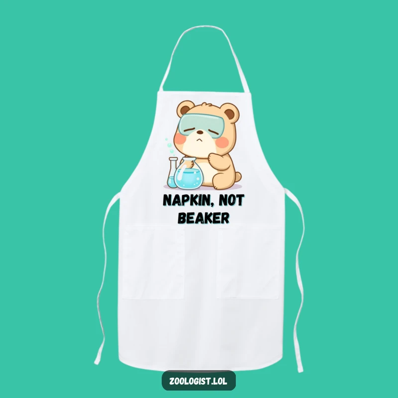 Funny Kawaii Bear Zoologist Apron: Sleepy Lab Coat Alternative