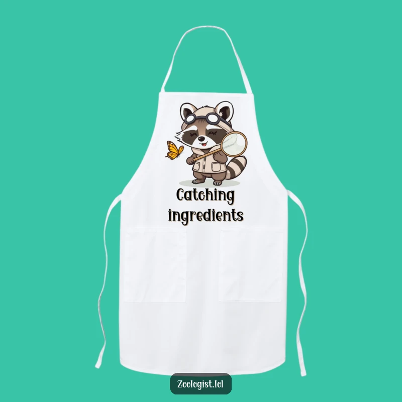 Funny Kawaii Raccoon Zoologist Apron: Practical Butterfly Net Keeper