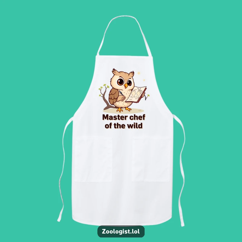 Funny Owl Sketching Savanna Map Apron: Chef's Companion for Creative Cooks
