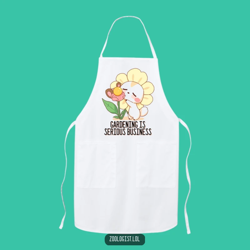 Funny Curious Animal Apron - Whimsical Poke Flower Kitchen Gift