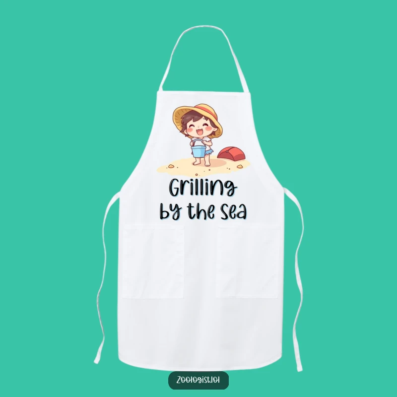 Funny Beach Character Apron: Joyful Bucket & Spade Fun, Gift for Beach BBQs