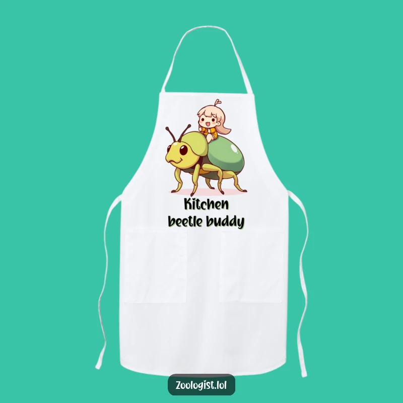 Funny Beetle Rider Apron: Chef Character's Giant Insect Kitchen Fun