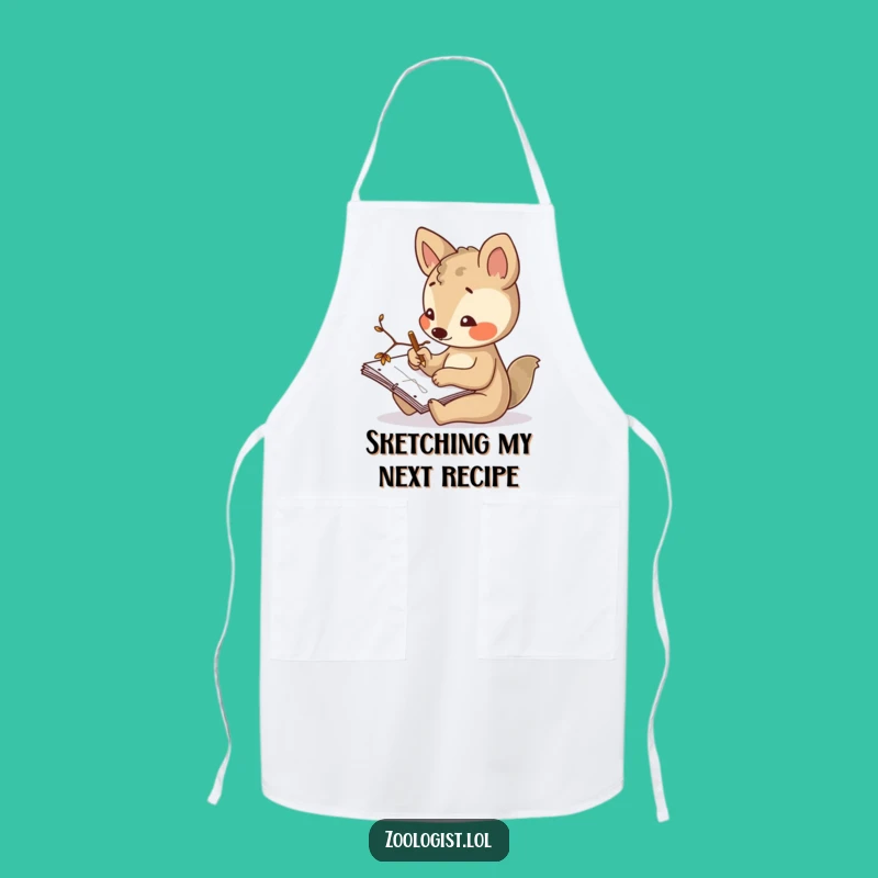 Funny Artist Apron - Curious Animal Sketcher, Creative Kitchen Wear Gift
