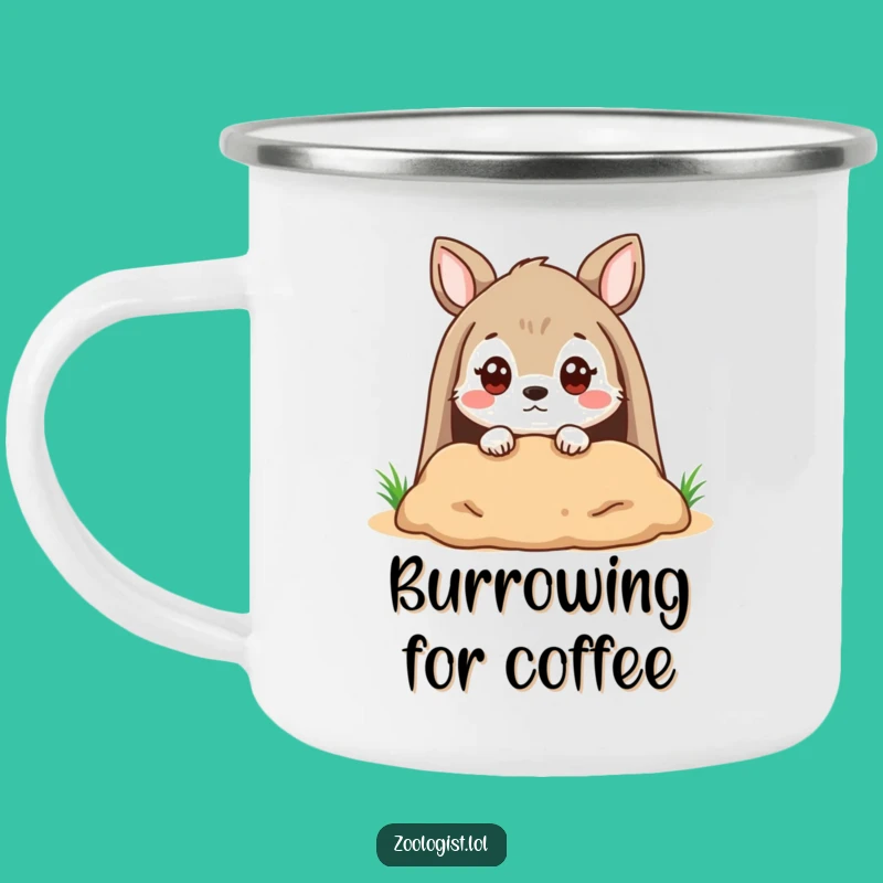 Funny Camping Mug: Quizzical Animal Burrow Peeker, Perfect Warm Funny Gift!