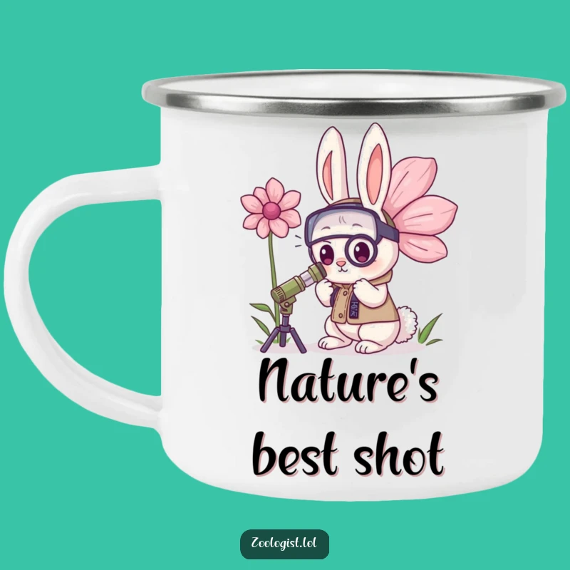 Funny Kawaii Rabbit Zoologist Camping Mug: Brew Adventure with Botanical Humor, a Gift!