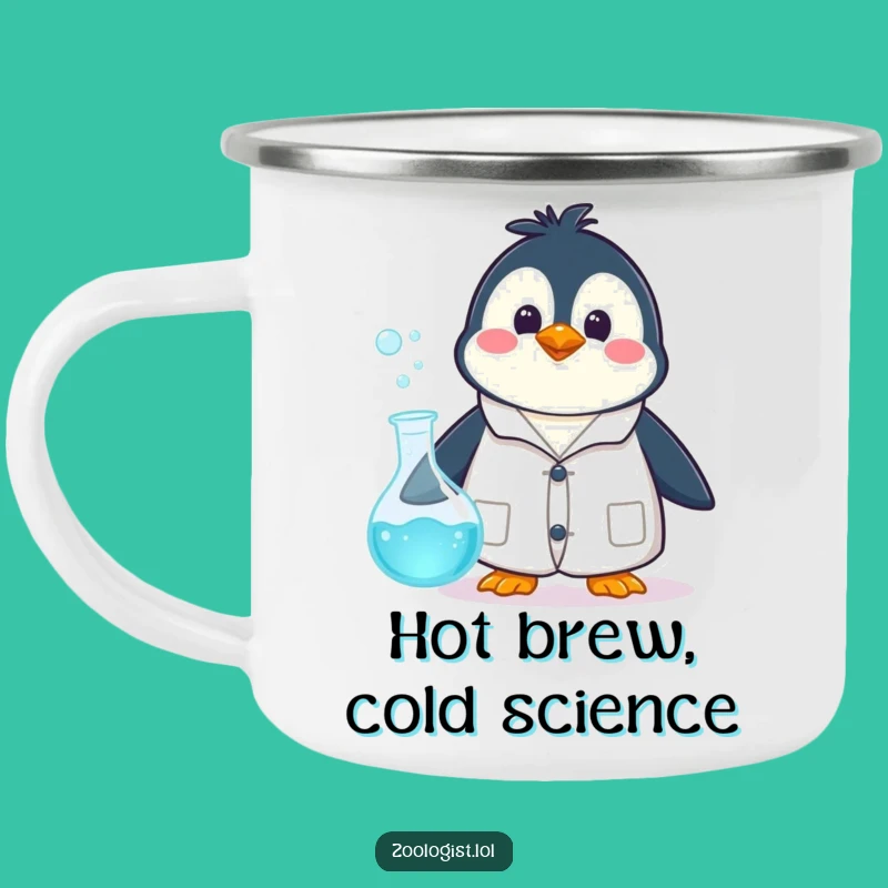 Funny Penguin Scientist Camping Mug: Hilarious Outdoor Lab Companion