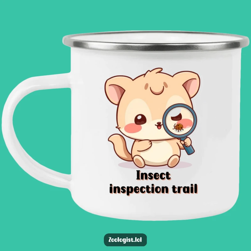 Funny Bug Explorer Camping Mug: Playful Animal, Magnifying Glass, Outdoor Adventure Gift
