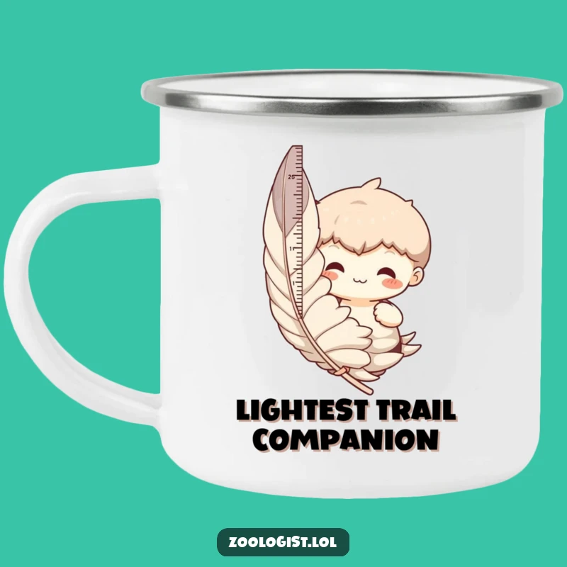 Funny Feather Measuring Camping Mug: Adventure with Humor!