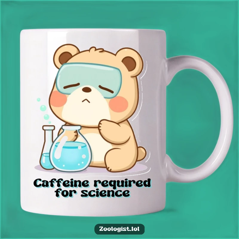 Funny Kawaii Bear Zoologist Mug: Sleepy Lab Yawn Gift for Scientists
