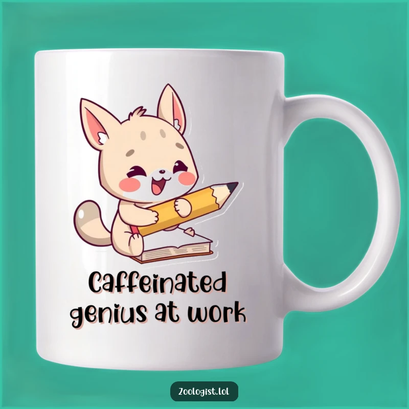Funny Animal Taking Notes Mug - Big Pencil Humor & Gift Idea