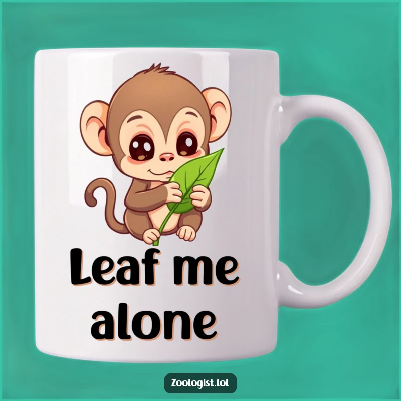 Funny Curious Monkey Leaf Mug: Hilarious Nature Gift for Explorers!