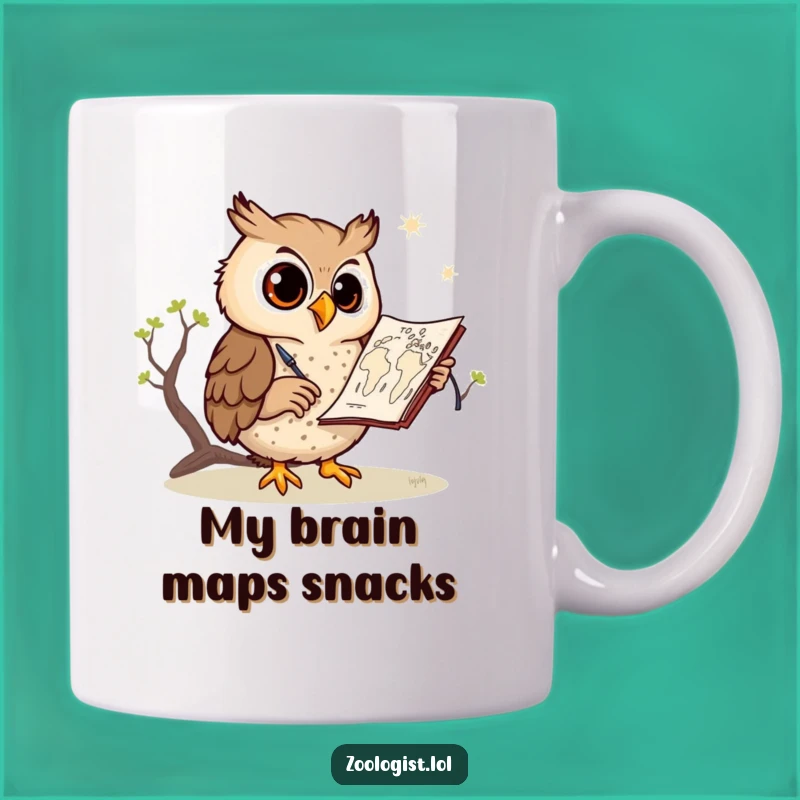 Funny Owl Sketching Savanna Map Mug: Perfect Artistic Gift for Bird Lovers