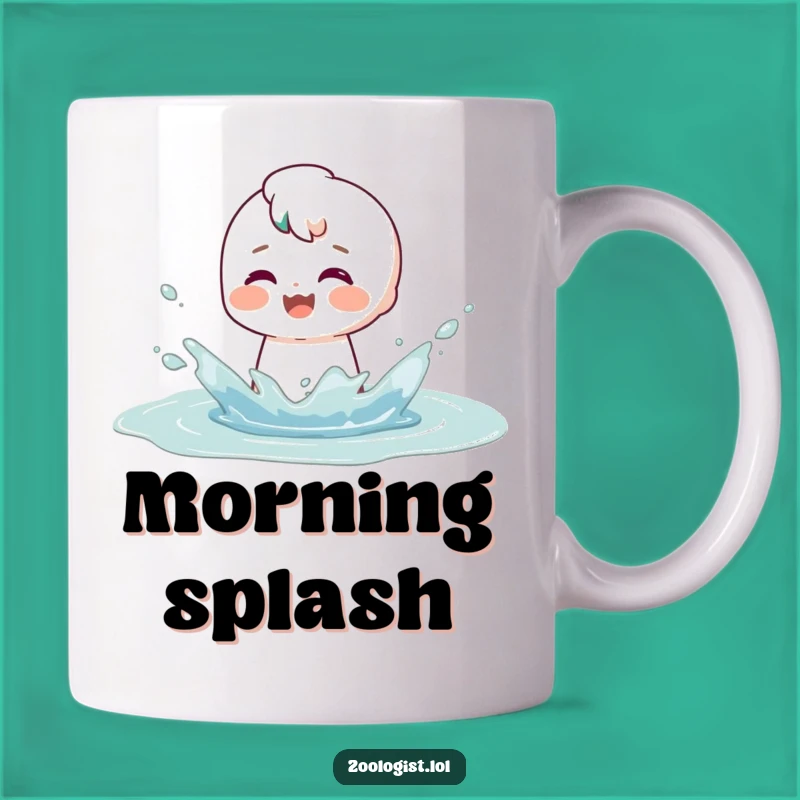 Funny Puddle Splash Mug: Satisfied Character’s Playful Joy Gift