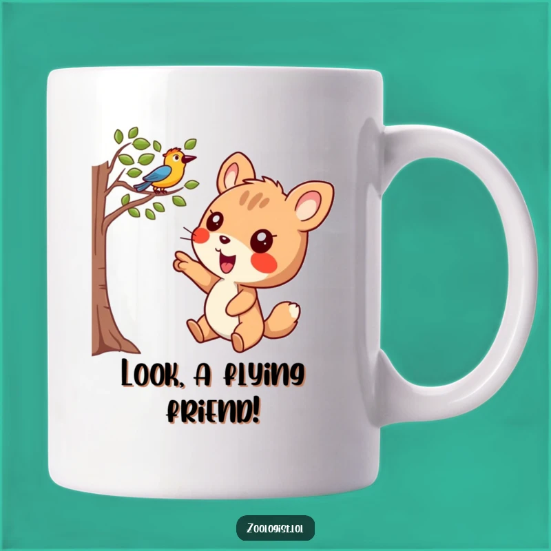 Funny Joyful Discoverer Mug - Animal Points at Bird, Perfect Enthusiast Gift
