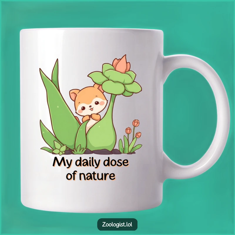 Funny Curious Animal Poking Plant Mug - Adorable Cute Gift for Plant Lovers