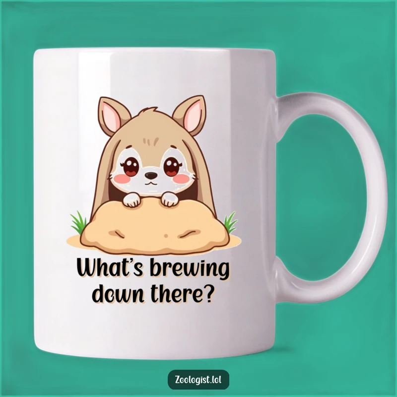 Funny Burrow Peeker Mug: Quizzical Animal Exploring Hole, Perfect Funny Gift!