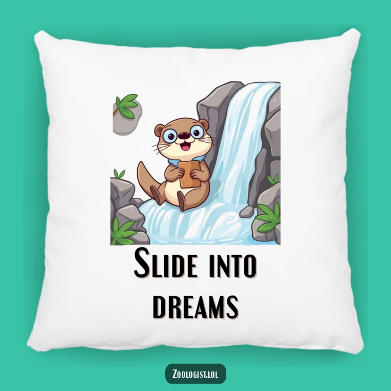 Cozy Funny Kawaii Otter Zoologist Pillow: Soft Waterfall Cushion