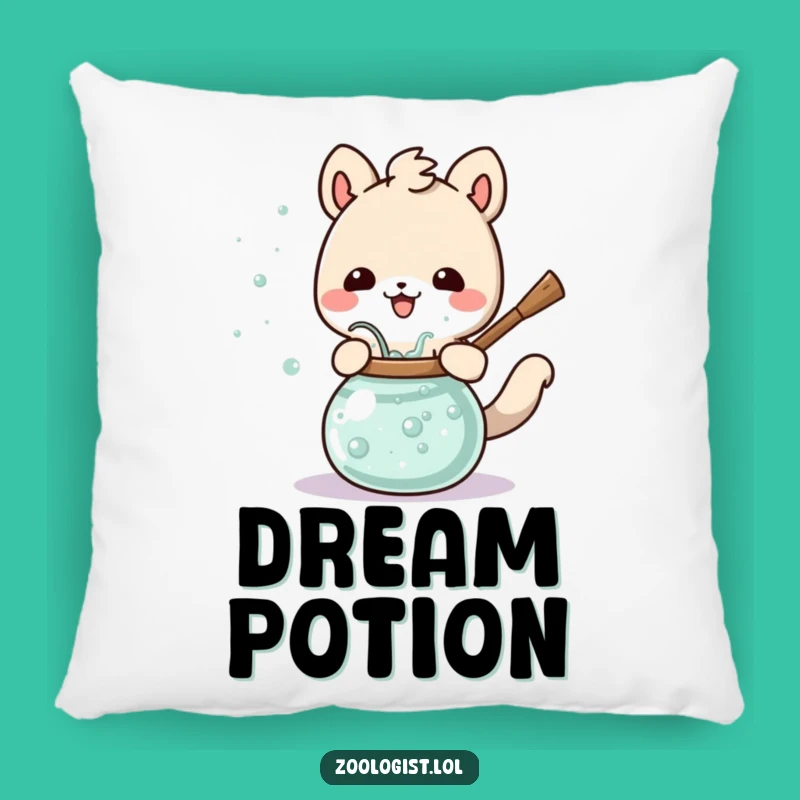 Funny Animal Potion Stirring Pillow Cozy Magical Accent, Hilarious Gift