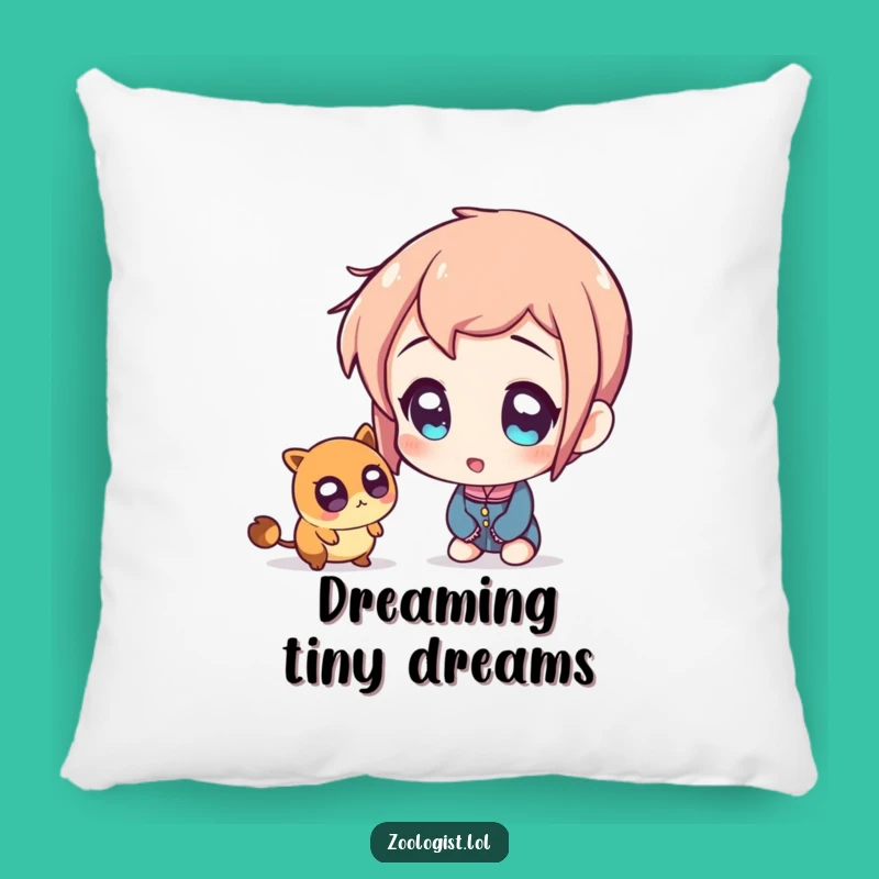 Funny Amazed Pillow: Character’s Tiny Creature Discovery Comfort Gift