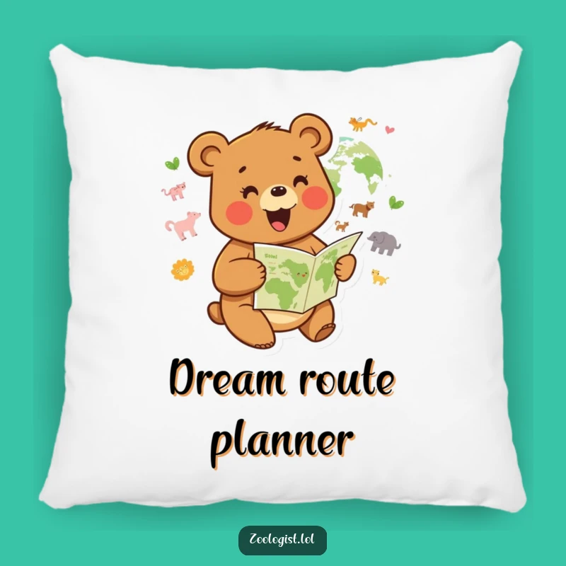 Funny Joyful Bear Pillow: Cozy and Humorous Adventure Decor