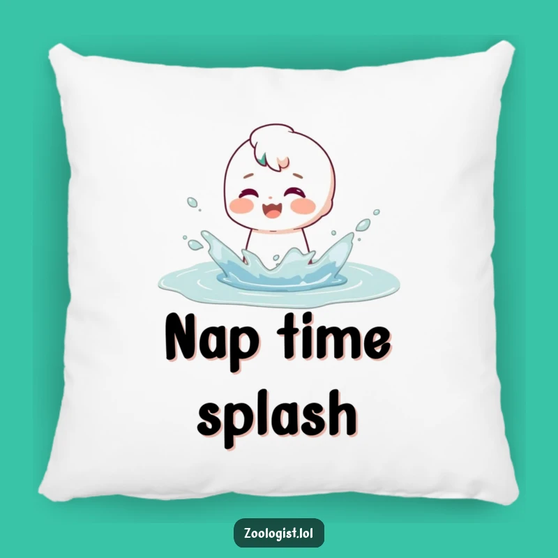 Funny Puddle Splash Pillow: Satisfied Character’s Comfort Gift