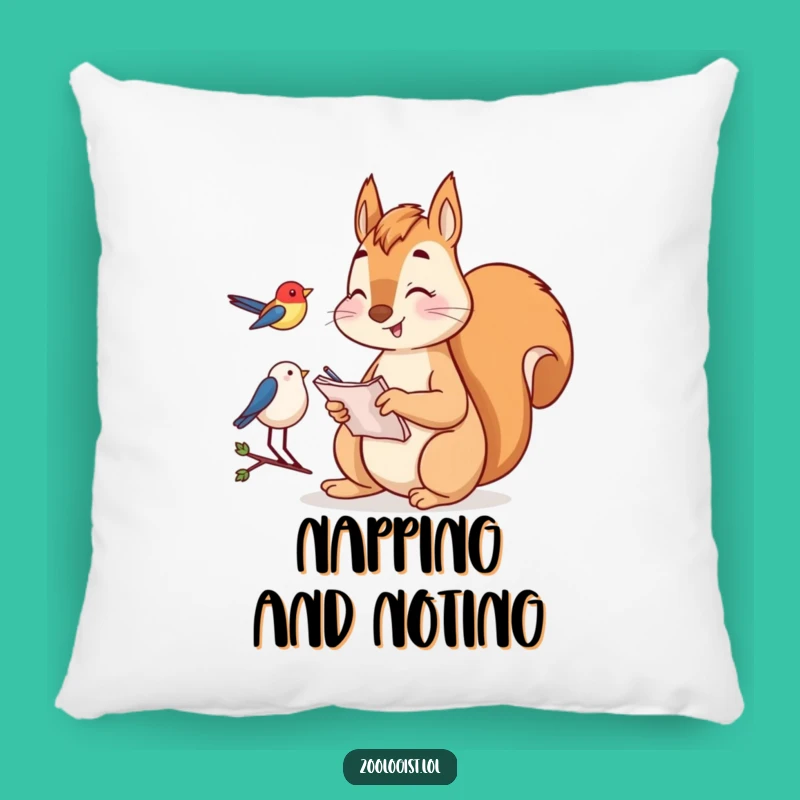 Funny Squirrel Birdwatching Pillow: Cozy Observant Squirrel Cushion, Cute Gift