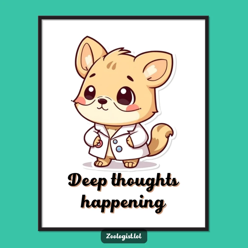 Funny Digital Art Print: Thoughtful Lab Coat Animal - Instant Intellectual Decor!
