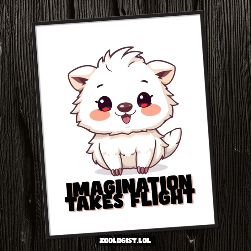 Funny digital art celebrating a cute animal artist's pure delight in sketching a strange and wonderfully imagined creature.