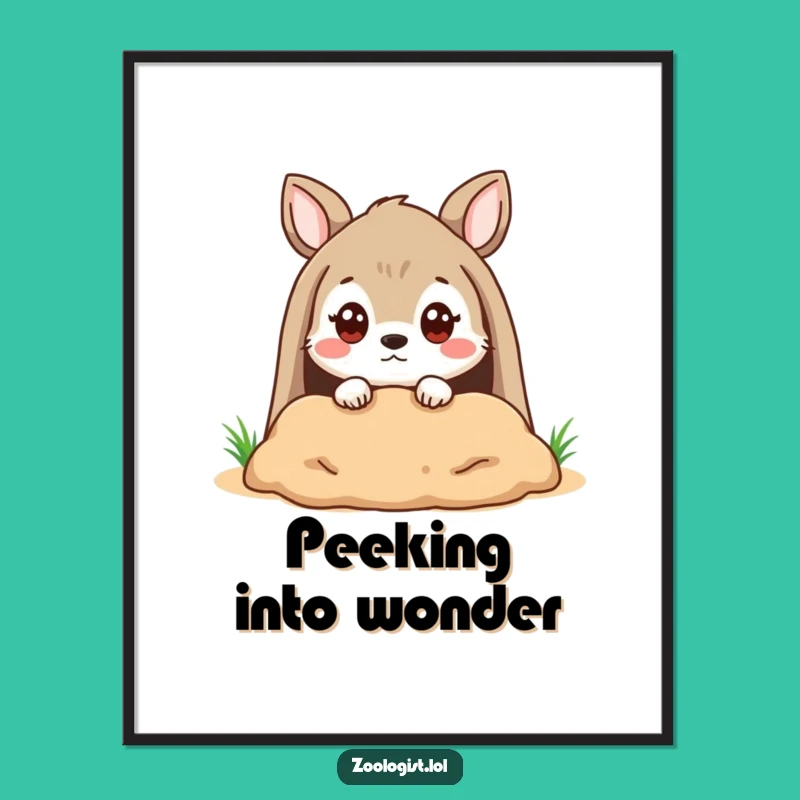 Funny Digital Art: Quizzical Animal Burrow Peeker, Charming Wall Art Funny Gift!