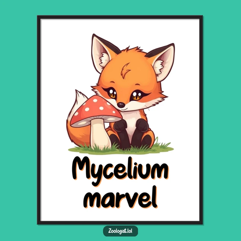 Funny Fox & Mushroom Digital Art: Bring Playful Curiosity to Your Decor