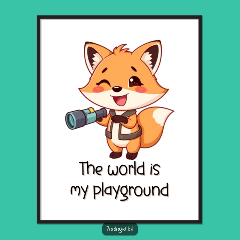 Funny Fox with Binoculars Digital Art: Instant Download for Adventurous Decor