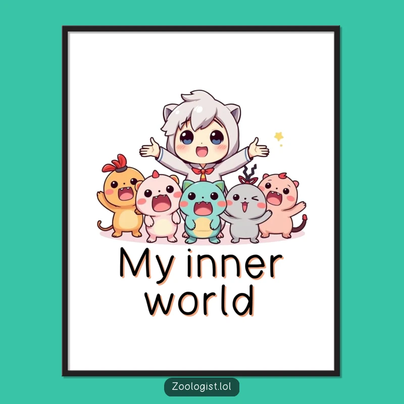 Funny Imaginary Creature Fiesta Digital Art Print: Instant Fun Gift!