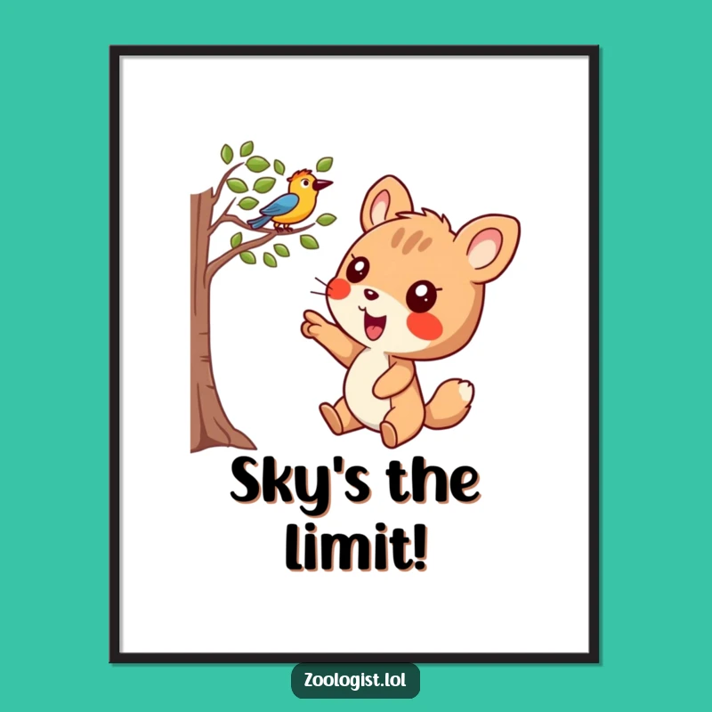 Funny Joyful Discovery Digital Art - Animal Points at Bird, Instant Decor Gift