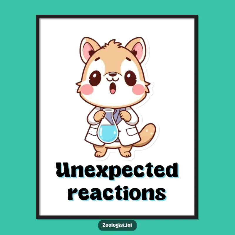 Funny Science Animal Art Print: Surprised Digital Download, Perfect Gift