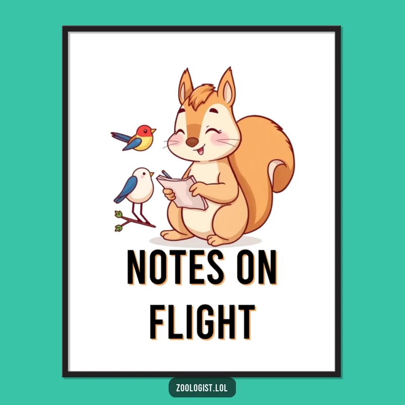 Funny Squirrel Birdwatching Digital Art: Observant Squirrel Print, Gift