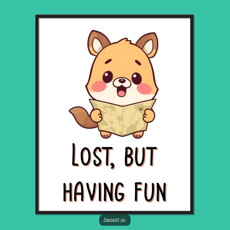 Funny Surprised Animal Map Digital Art - Cute Printable for Wall Decor