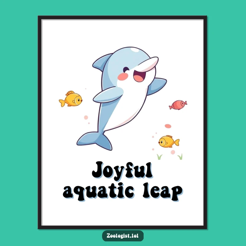Funny Dolphin Digital Art - Excited Leaping Fish Watcher Print