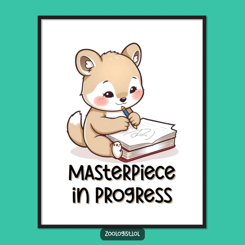 Funny Artist Art Print: Cute Animal Sketch Decor, Perfect Funny Gift