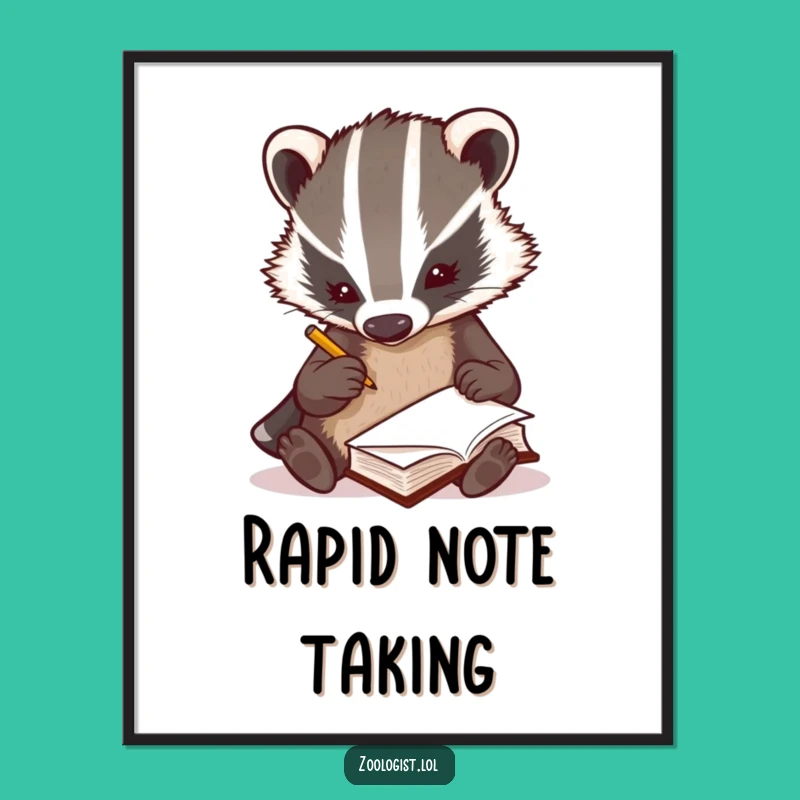 Funny Badger Zoologist Digital Art - Instant Curious Study Decor