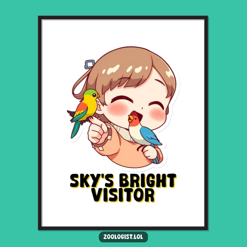 Funny Bird Pointer Digital Art: Colorful Bird Print Gift