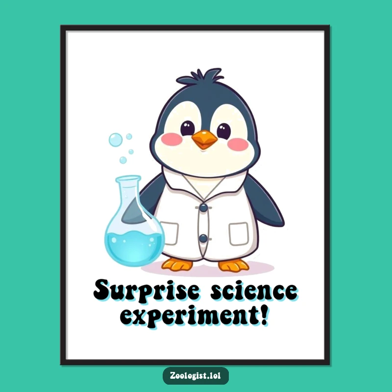 Funny Penguin Scientist Digital Print: Hilarious Decor for Science Enthusiasts