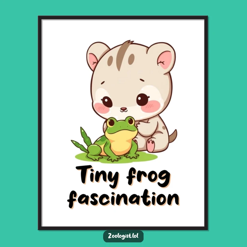 Funny Digital Art: Cute Animal Frog Observer, Charming Wall Art Funny Gift!