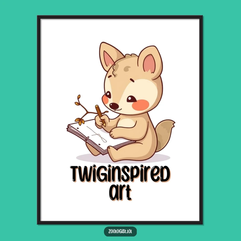 Funny Digital Art - Curious Animal Artist Sketching, Instant Creative Decor