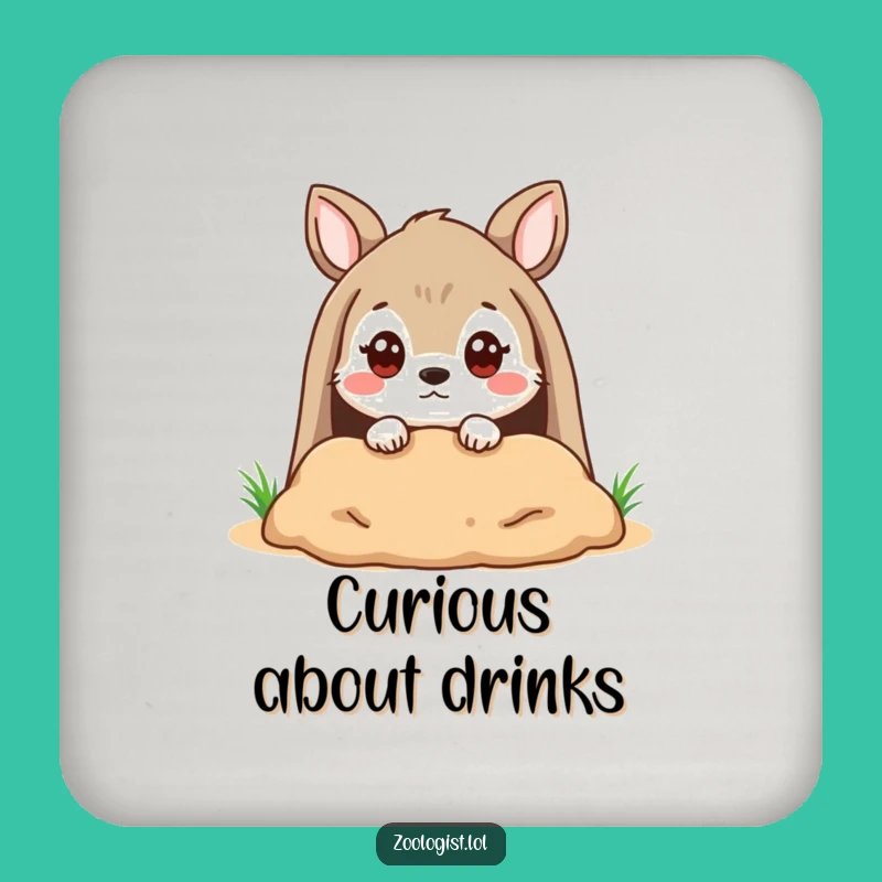 Funny Coaster Set: Quizzical Animal Burrow Peeker, Great Funny Gift!