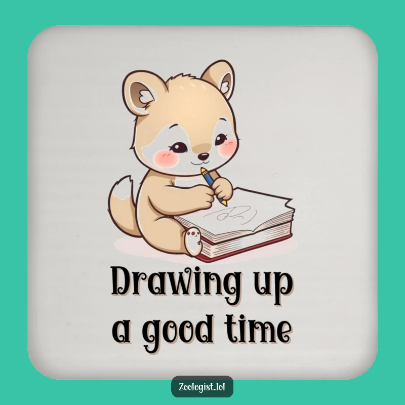 Funny Artist Coaster: Cute Animal Sketch Decor, Perfect Funny Gift