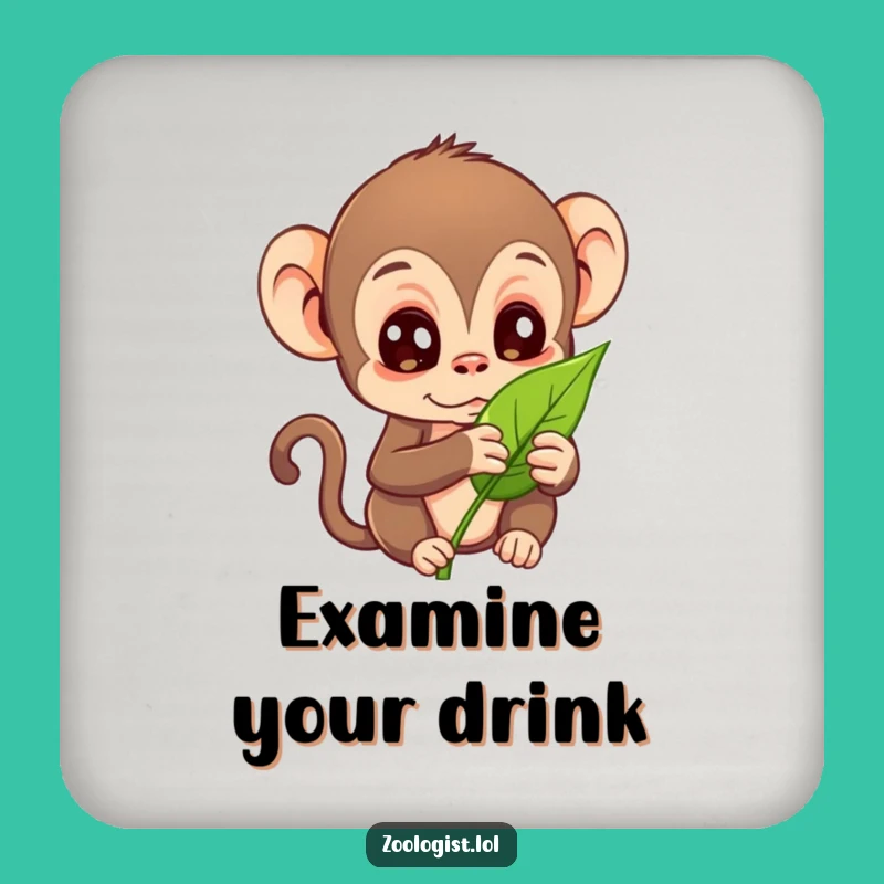 Funny Curious Monkey Drink Coaster: Humorous Protection for Your Surfaces