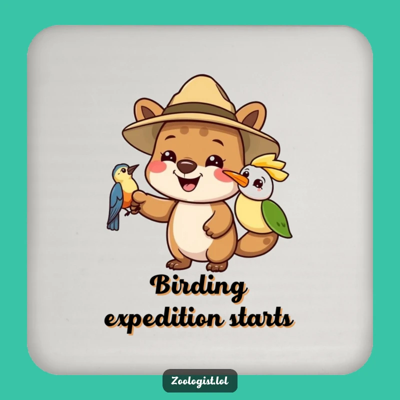 Funny Coaster Set - Safari Animal Explorer & Bird, Protects Surfaces with Humor