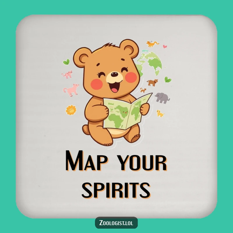 Funny Joyful Bear Drink Coaster: Humorous Protection for Your Surfaces