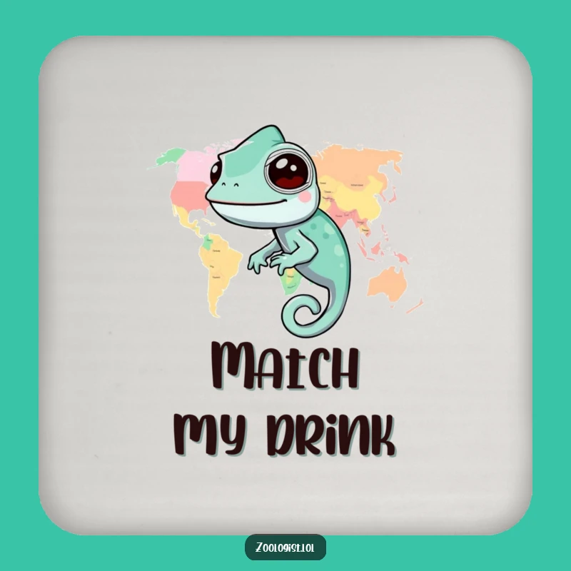 Funny Chameleon Map Coasters: Add Global Charm to Your Drink Service